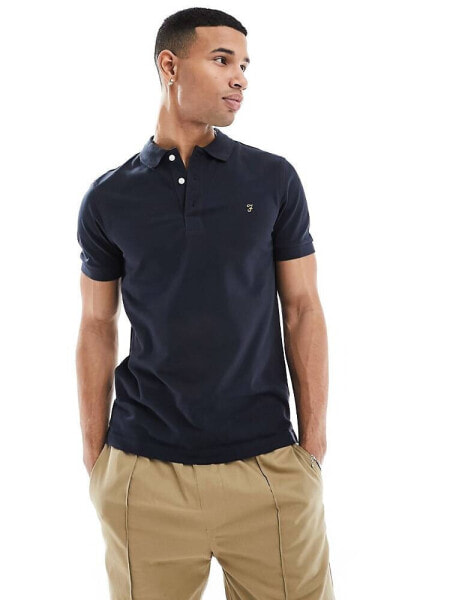 Farah Blanes short sleeve polo shirt in navy