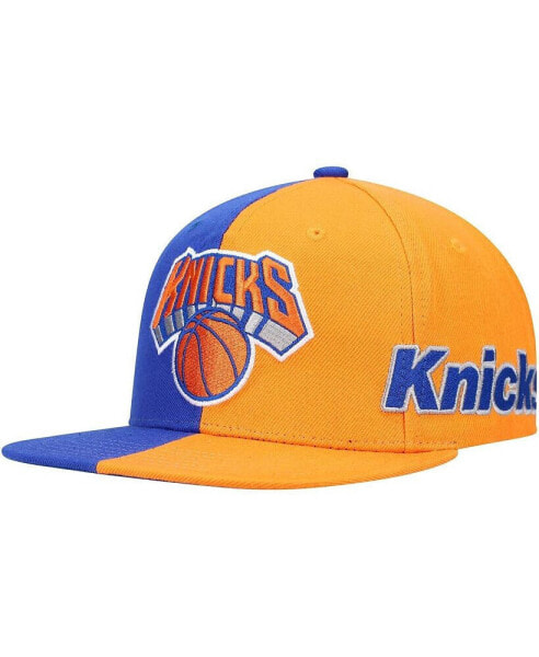 Men's Blue and Orange New York Knicks Team Half and Half Snapback Hat