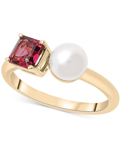 Cultured Freshwater Pearl (5mm) & Rhodolite (5/8 ct. t.w.) Two Stone Ring in Gold Vermeil, Created for Macy's