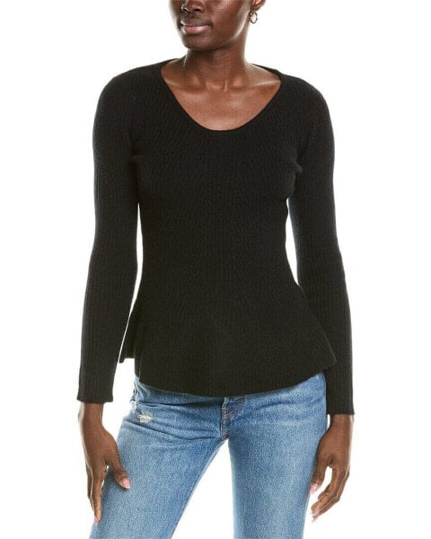 Sofiacashmere Peplum Rib Scoop Neck Cashmere Sweater Women's