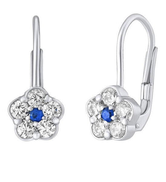 Gentle girl´s forget-me-not earrings made of silver with zircons SILVEGOB31808B