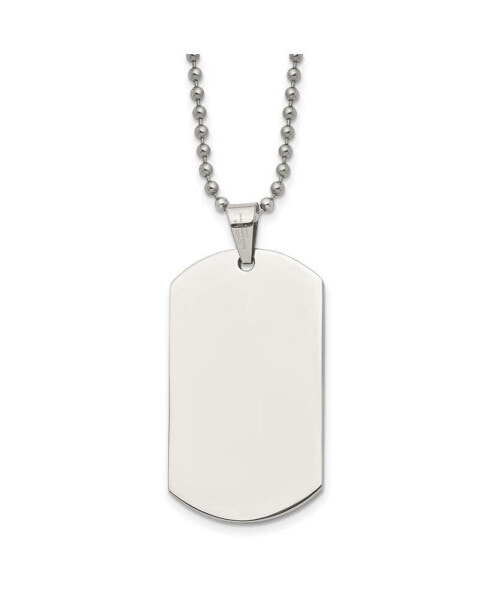 Chisel stainless Steel Polished Dog Tag on a Ball Chain Necklace