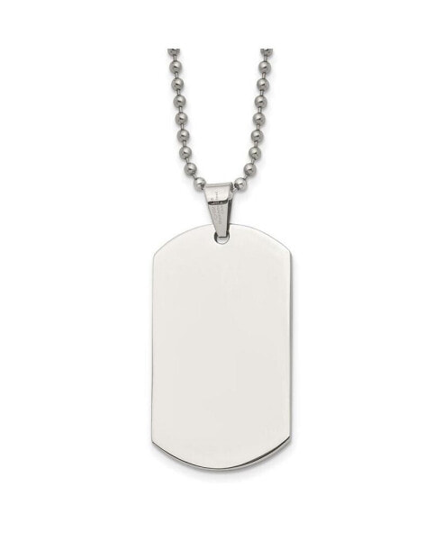 Stainless Steel Polished Dog Tag on a Ball Chain Necklace