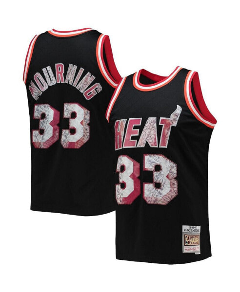 Men's Alonzo Mourning Black Miami Heat 1996-97 Hardwood Classics 75th Anniversary Diamond Swingman Jersey