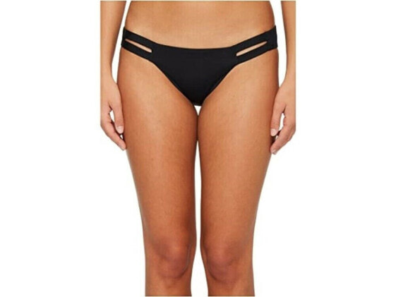 Vitamin A 262626 Women's Black Tab Side Hipster Bikini Bottom Swimwear Size M