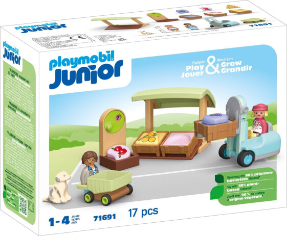 Figurka Playmobil Zestaw z figurkami Junior 71691 Ekologiczny stragan z wózkiem widłowym