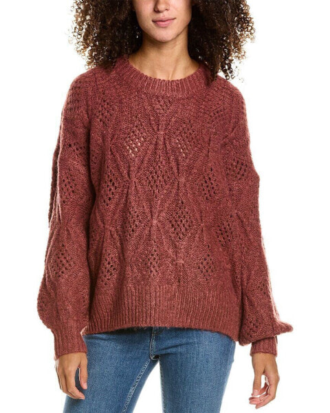 Madewell Cayden Pointelle Balloon Sleeve Wool-Blend Pullover Women's Red M