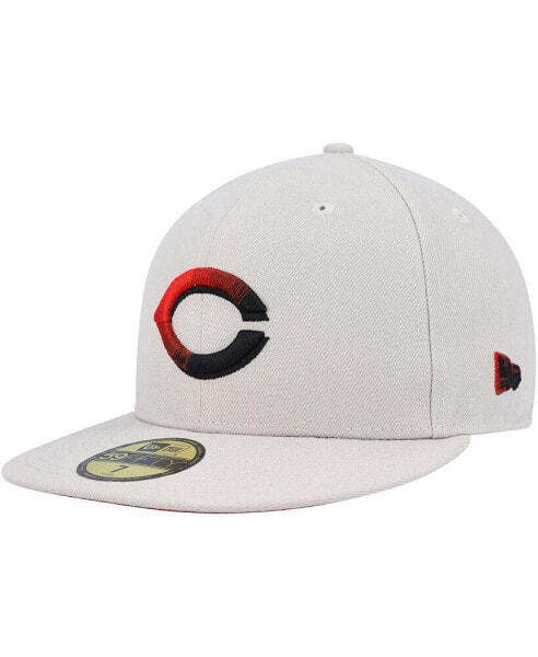 Men's Khaki Cincinnati Reds Stone Dim Undervisor 59FIFTY Fitted Hat