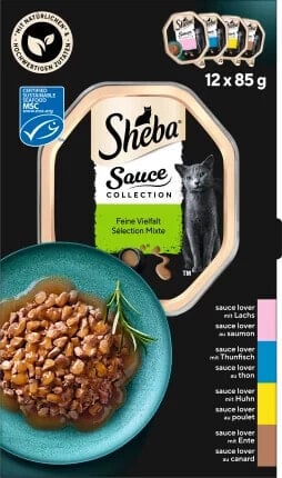 Nassfutter Katze feine Vielfalt Lachs, Thunfisch, Huhn & Ente in Sauce, Multipack (12x85 g), 1,02 kg