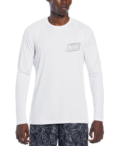 Men's Swoosh At Sea Printed Long-Sleeve Hydroguard Rash Guard