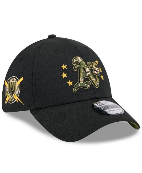 Men's Black Oakland Athletics 2024 Armed Forces Day 39THIRTY Flex Hat