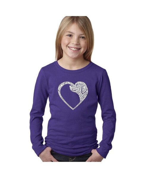 Dog Heart - Girl's Child Word Art Long Sleeve T-Shirt