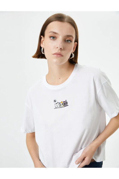 Футболка Koton Embroidered Tee Cut&Sew