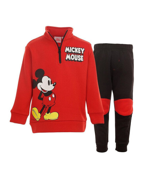 Boys Mickey Mouse Baby Half Zip Sweatshirt and Pants Set to