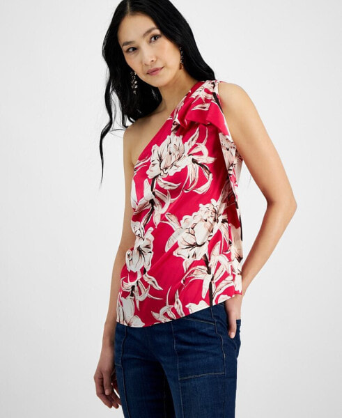 Women's Sleeveless One-Shoulder Ruffle Top, Created for Macy's