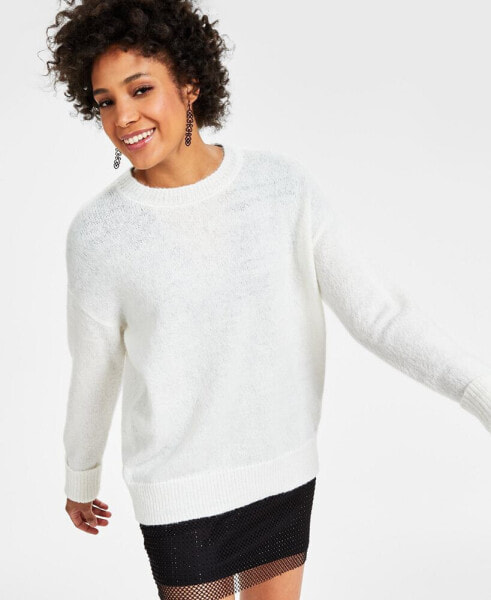 Women's Fuzzy-Knit Crewneck Sweater, Created for Macy's