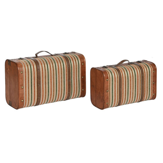 Set of Chests Home ESPRIT Brown Multicolour Wood Canvas Colonial 60 x 24 x 37,5 cm (2 Units)