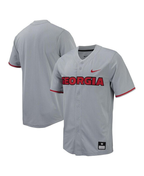 Men's Gray Georgia Bulldogs Replica Full-Button Baseball Jersey