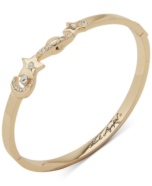 Gold-Tone Pavé Star & Moon Bangle Bracelet