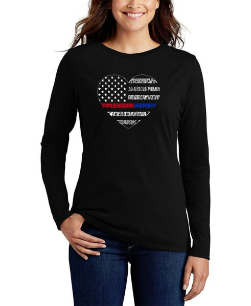 Women's American Woman Word Art Long Sleeve T-Shirt