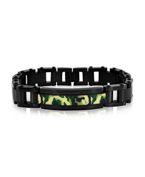 Stainless Steel Camo ID Bracelet - Black Plated