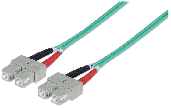 Intellinet Fiber Optic Patch Cable - OM3 - SC/SC - 1m - Aqua - Duplex - Multimode - 50/125 µm - LSZH - Fibre - Lifetime Warranty - Polybag - 1 m - OM3 - SC - SC