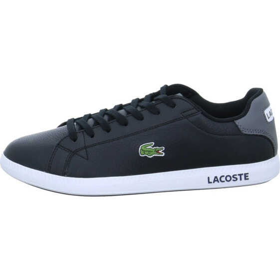 Мужские кроссовки повседневные  черные кожаные низкие демисезонные  Lacoste Graduate LCR3 118