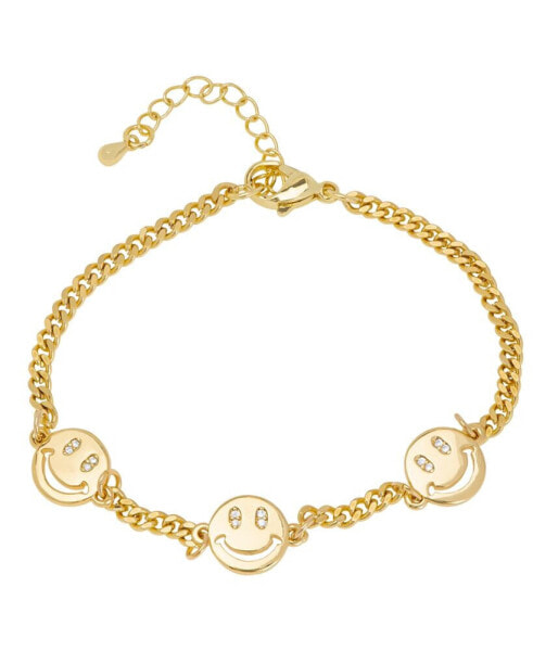 Gold Plated Cubic Zirconia Smiley Face Bracelet