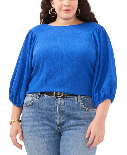 Plus Size Puff 3/4-Sleeve Knit Top