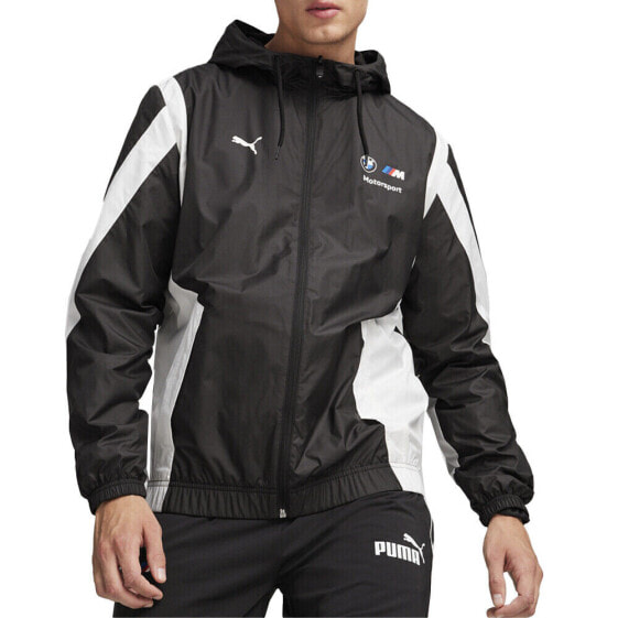 Puma Bmw Mms X Woven Full Zip Jacket Mens Black Casual Athletic Outerwear 625174