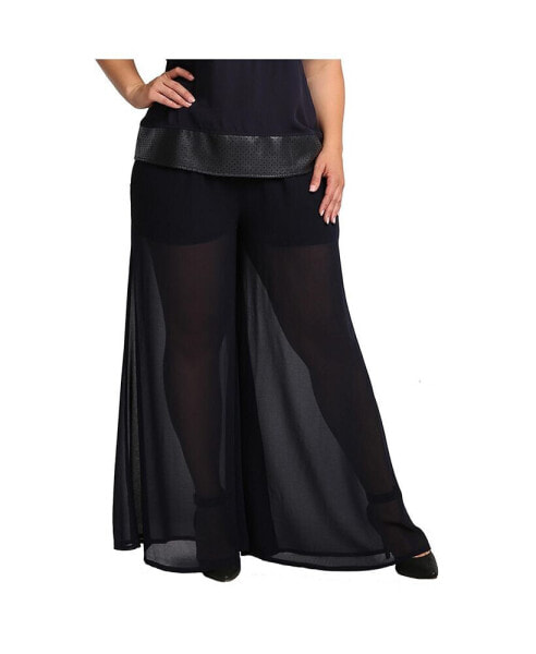 Women's Plus Size Chiffon Elastic Palazzo Pants