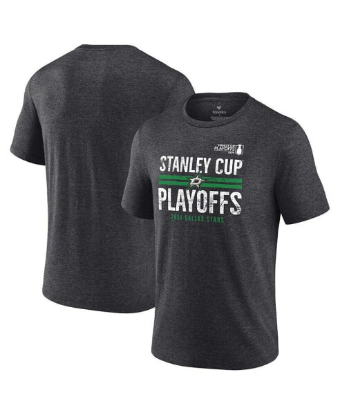 Men's Heather Charcoal Dallas Stars 2024 Stanley Cup Playoffs Crossbar Tri-Blend T-Shirt