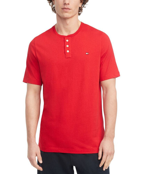 Men's Short Sleeve Solid Henley