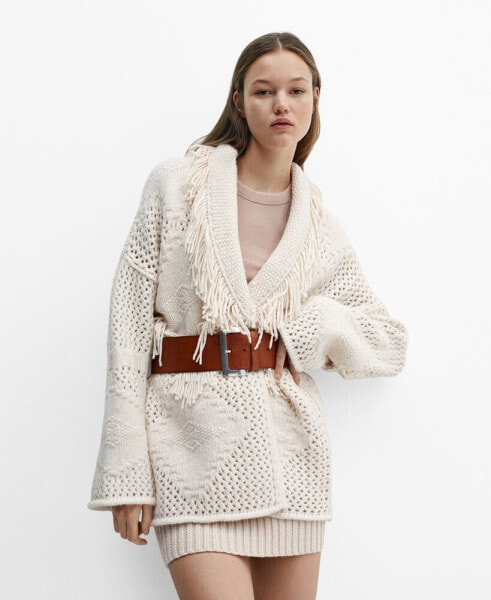 Women's Fringed Knit Cardigan