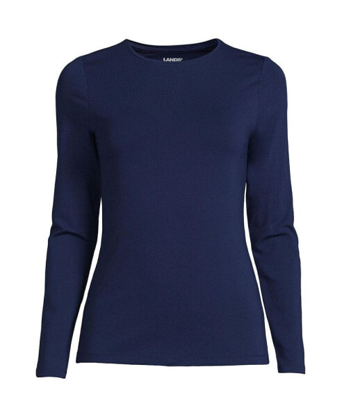 Women's Lightweight Jersey Skimming Long Sleeve Crew Neck T-shirt