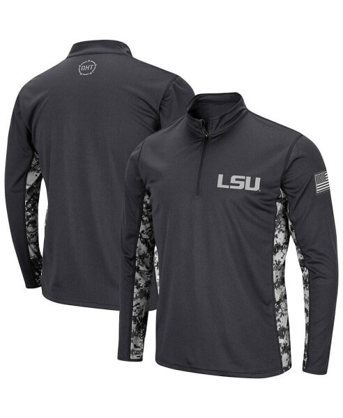 Men's Charcoal LSU Tigers OHT Military-Inspired Appreciation Digi Camo Quarter-Zip Jacket