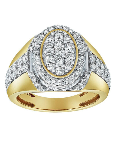 Ice Bowl Natural Certified Diamond 2.01 cttw Round Cut 14k Yellow Gold Statement Ring for Men