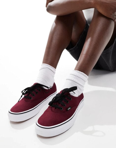 Vans authentic trainers in burgundy and white