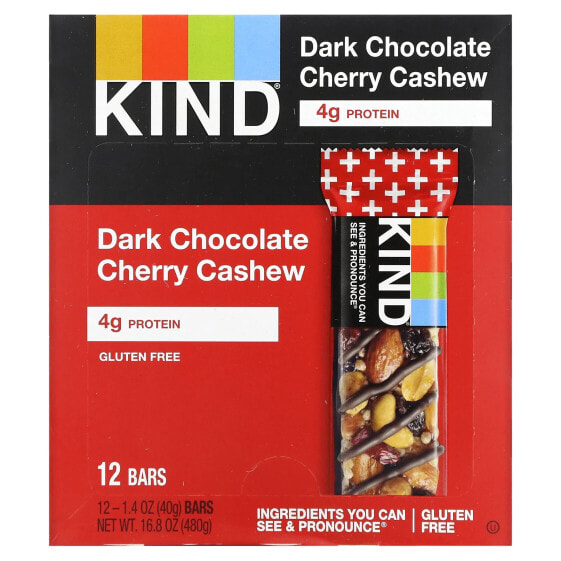 Dark Chocolate Cherry Cashew, 12 Bars, 1.4 oz (40 g) Each