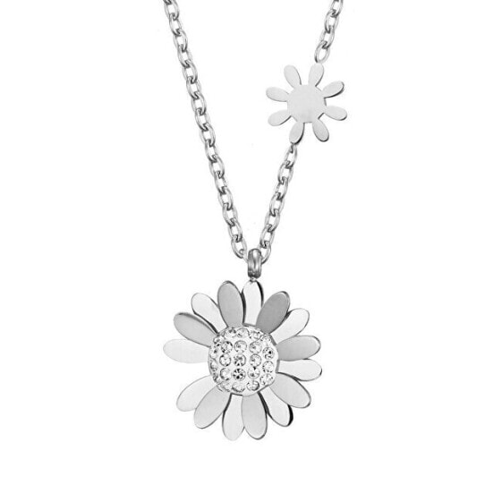 Charming steel necklace with flowers VSN004S-PET