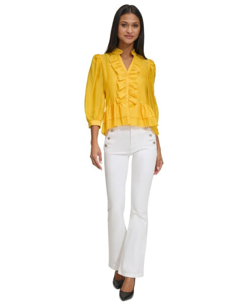 Women's Ruffled 3/4-Sleeve Blouse