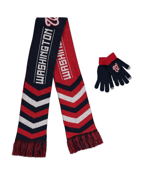 Men's and Women's Navy Washington Nationals Glove and Scarf Combo Set