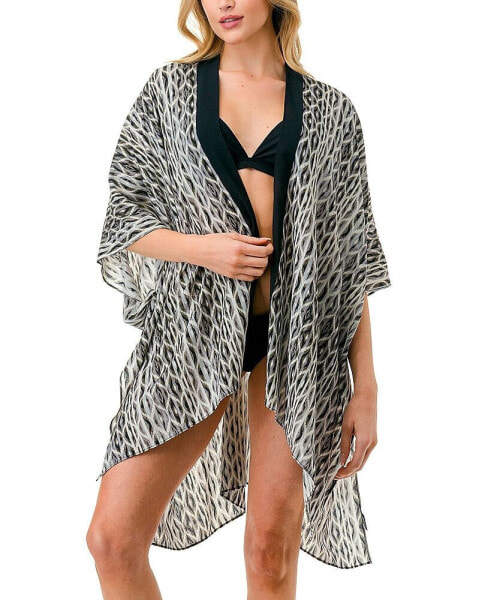 Geo Print Kimono Cover Up