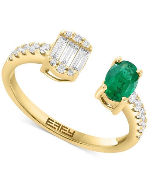 EFFY® Emerald (3/8 ct. t.w.) & Diamond (1/3 ct. t.w.) Cuff Ring in 14k Gold