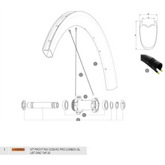 MAVIC Cosmic Pro Carbon SL UST Disc 20 Front Rim Kit