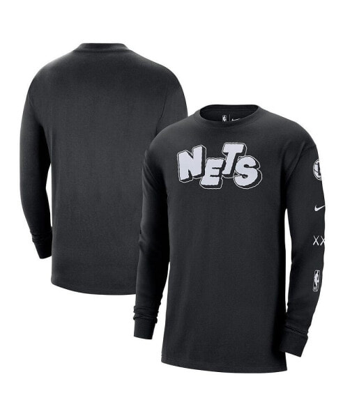 Men's Black Brooklyn Nets 2023/24 City Edition Max90 Expressive Long Sleeve T-shirt