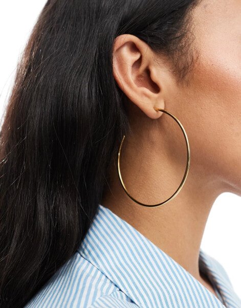 Neck On The Line gold plated stainless steel 70mm big hoop earrings