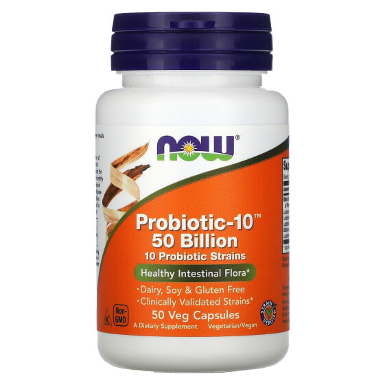 Пробиотики NOW Пробиотик-10, 50 миллиардов, 50 капсул для желудочно-кишечного тракта