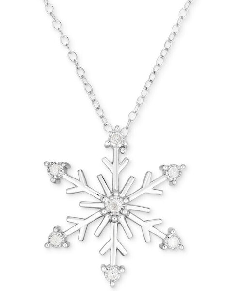 Macy's diamond Snowflake 18" Pendant Necklace (1/6 ct. t.w.) in Sterling Silver