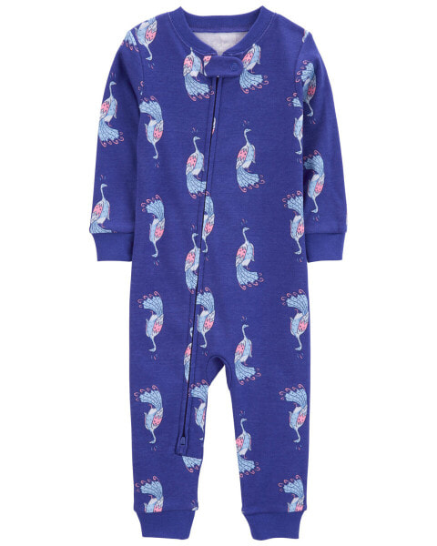 Baby 1-Piece Peacock 100% Snug Fit Cotton Footless Pajamas 24M